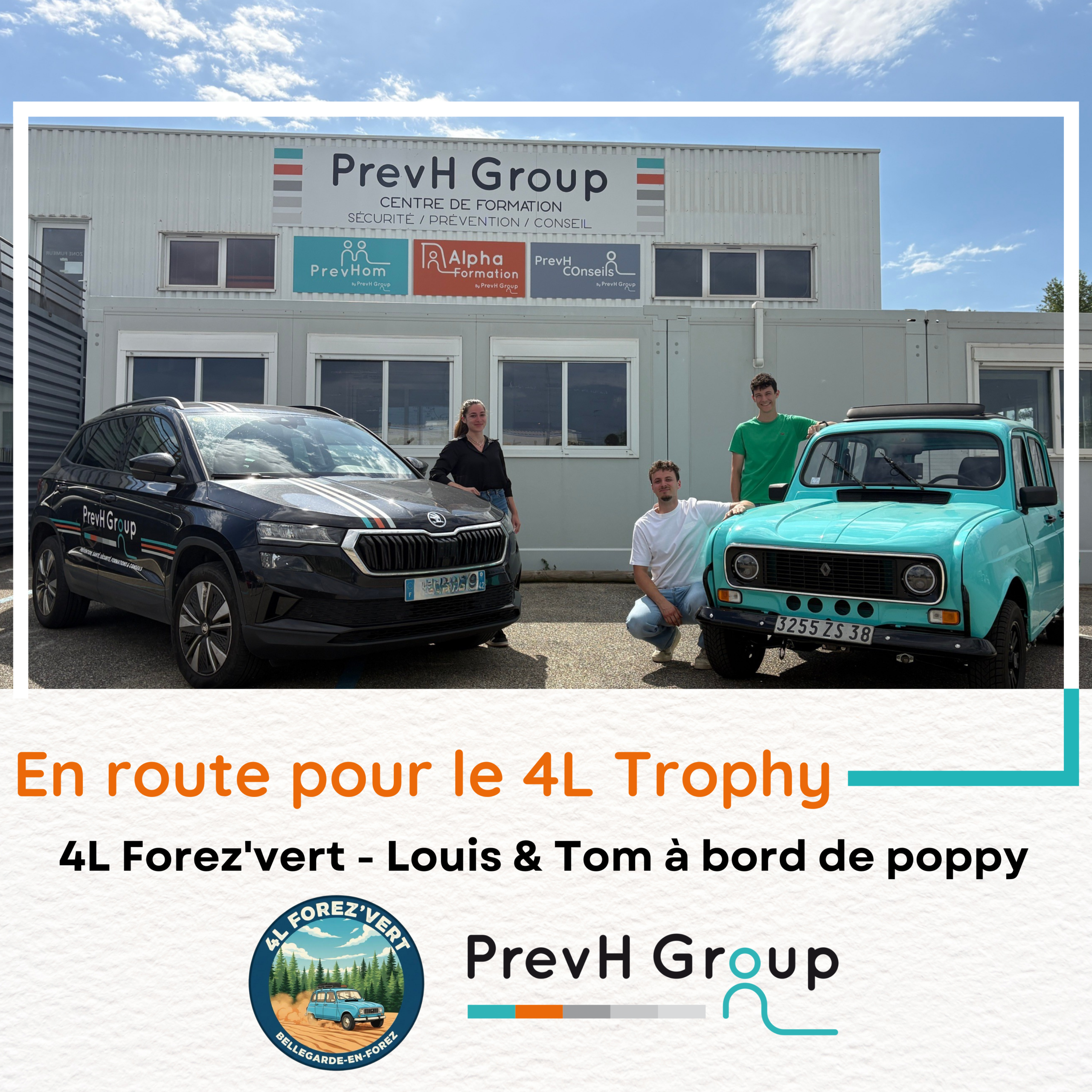 PrevH Group sponsor de la voiture Poppy équipage 4L Forez vert n°296 - 4L Trophy